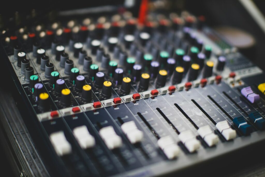 Mixing console used for audio post production