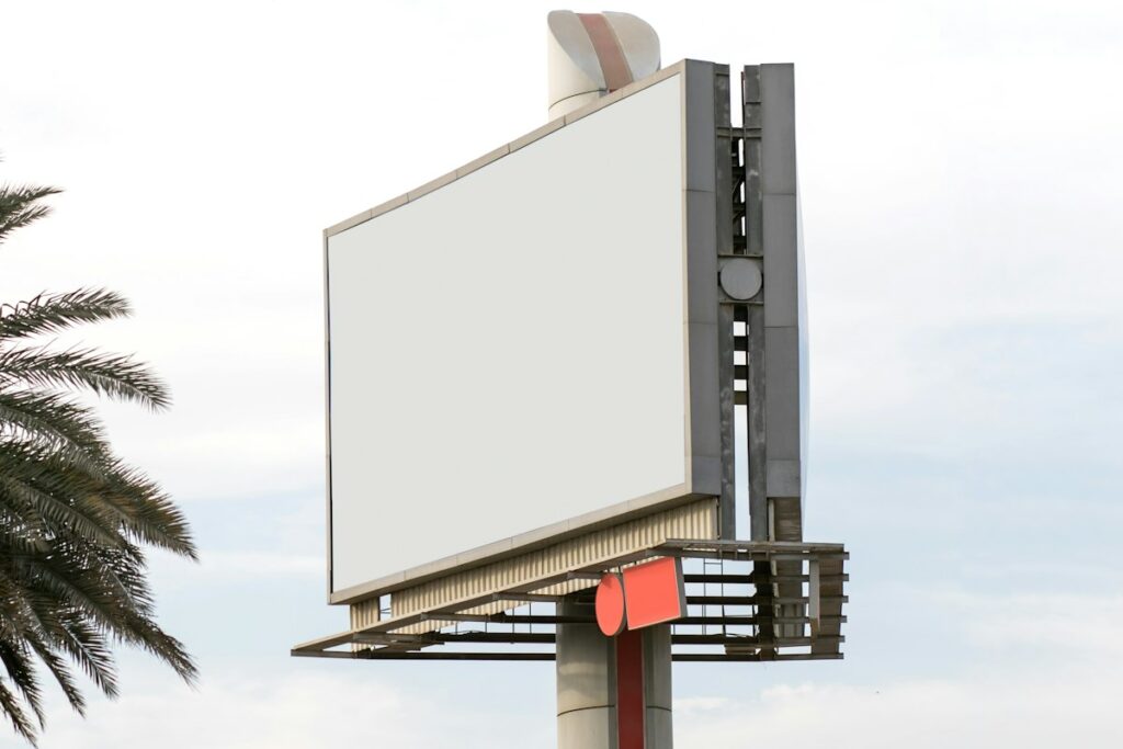 Blank roadside advertising billboard