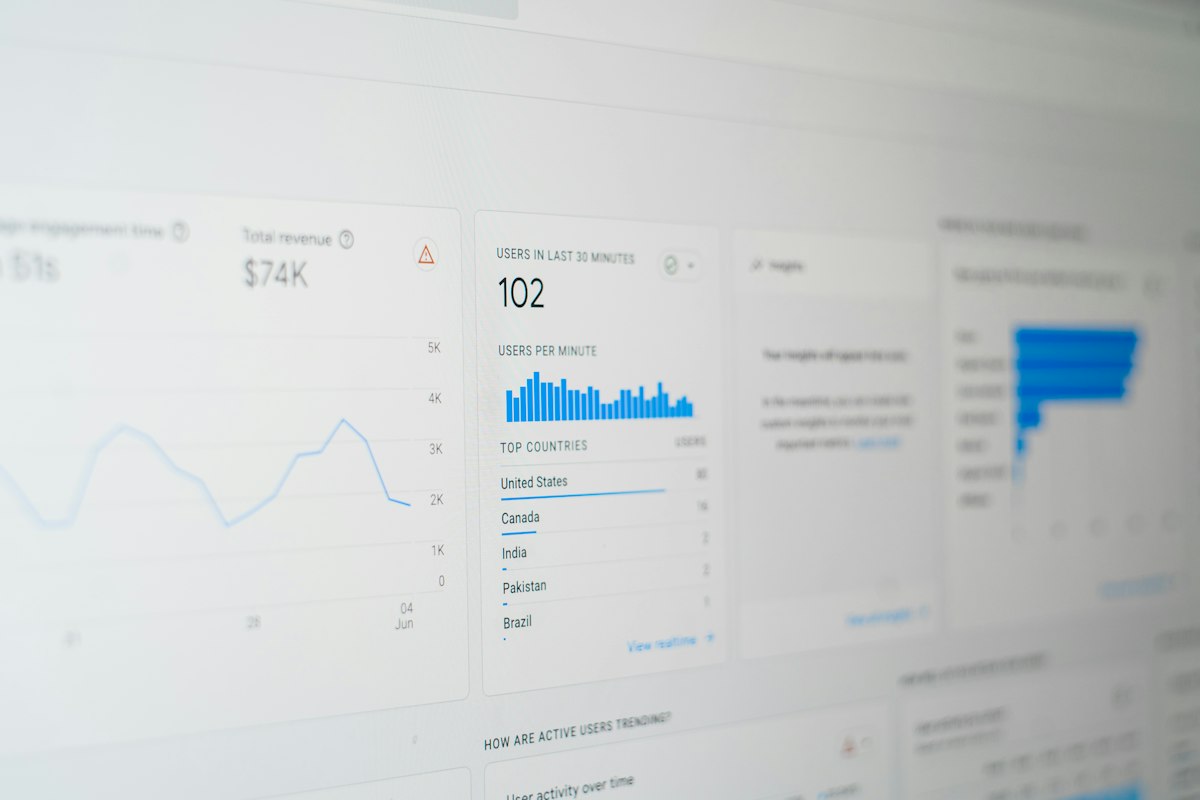 Paid search campaign dashboard data on a computer screen