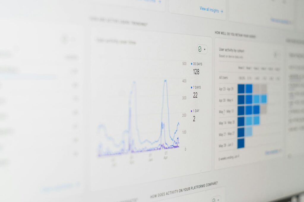 Analytics data on a computer screen for campaign optimisation