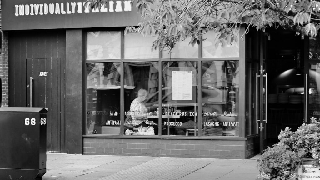 Local high street shop front with display windows