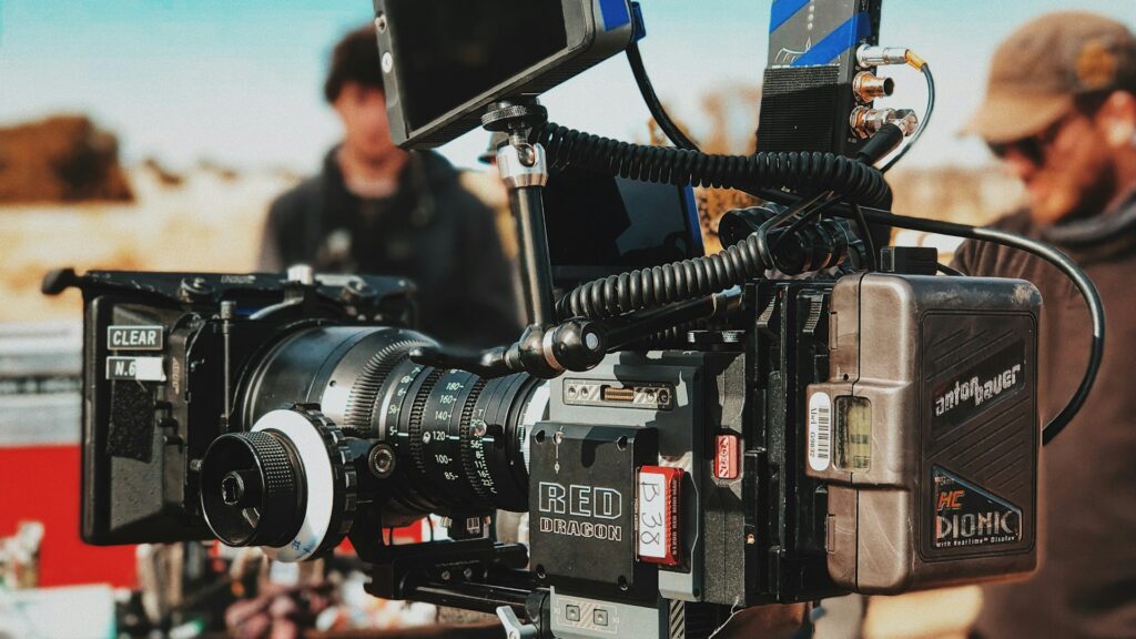 Professional digital video camera on a film set