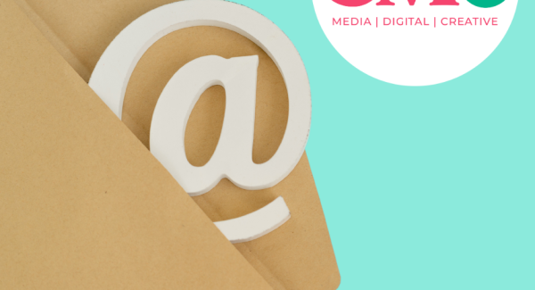 An envelope with the email @sign poking out with the CMe Media logo in the top, right-hand corner
